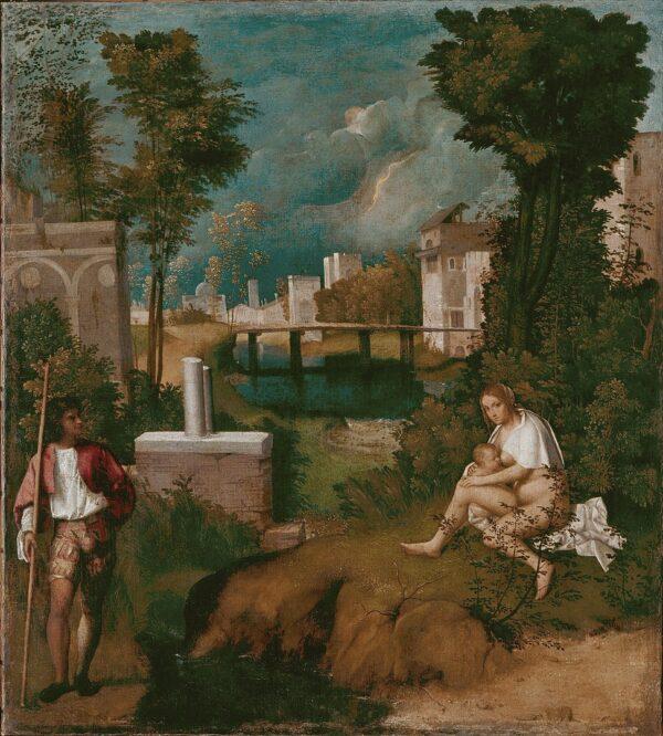 “The Tempest,” circa 1505, by Giorgione. Oil on canvas; 32.2 inches by 28.7 inches. Gallerie dell'Accademia. (Public Domain)