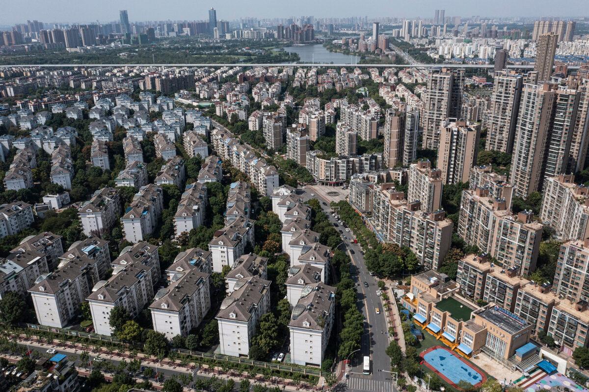 An aerial view shows the Evergrande Changqing community in Wuhan, Hubei Province, China, on Sept. 26, 2021. (Getty Images)