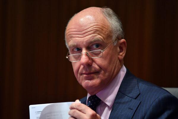 Sen. Eric Abetz at Parliament House in Canberra on March 25, 2021. (Sam Mooy/Getty Images)