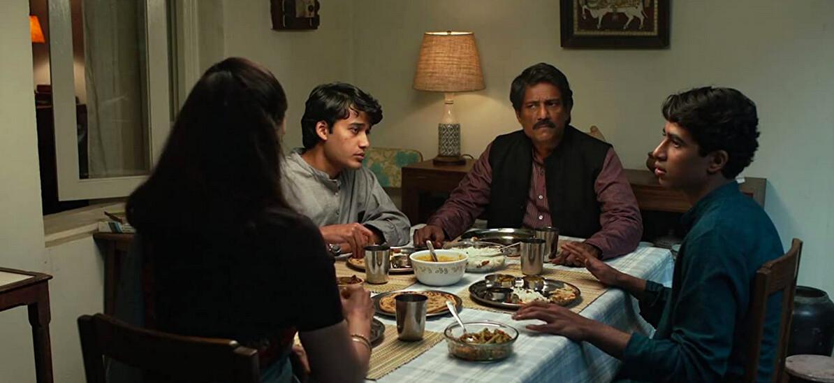 (L–R) Gita (Tabu), Ravi (Vibish Sivakumar), Santosh (Adil Hussain), and Pi Patel (Suraj Sharma) in “Life of Pi.” (Rhythm & Hues/Twentieth Century Fox Film Corporation)