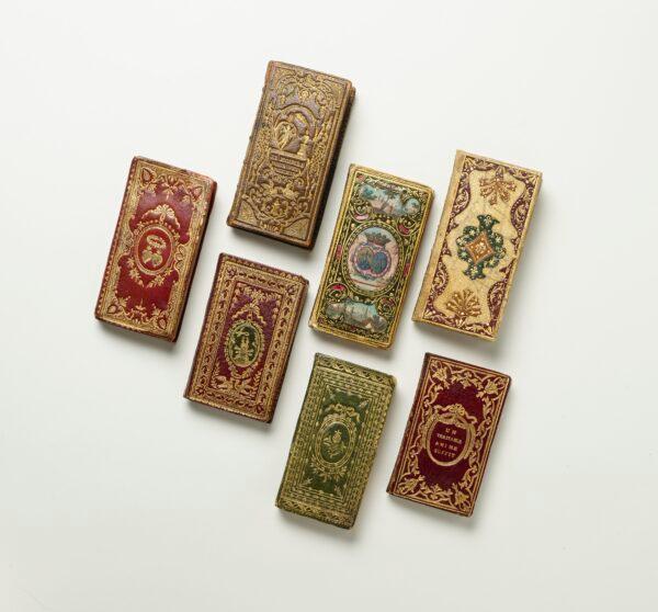 Group of seven French miniature books with elaborately decorated bindings, bound between 1774 and 1792. (Janny Chiu, 2021/The Morgan Library & Museum)