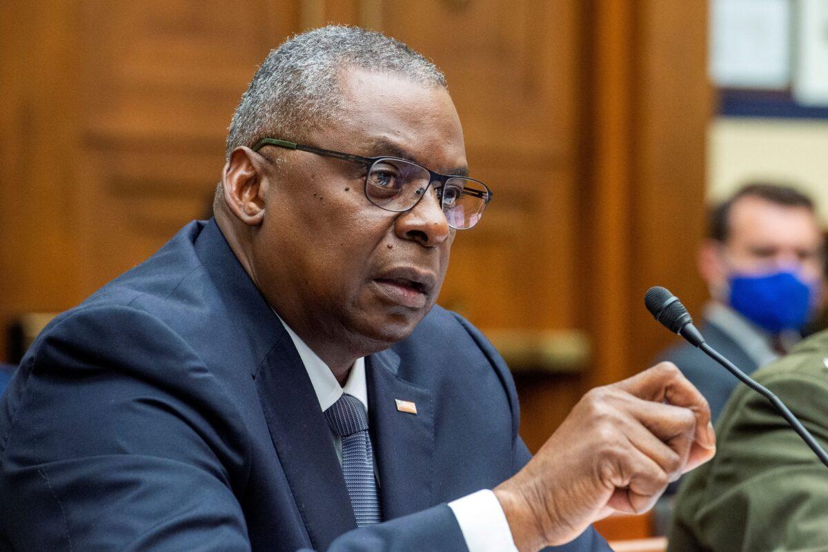 Secretary of Defense Lloyd Austin responds to questions during a House Armed Services Committee hearing in Washington on Sept. 29, 2021. (Rod Lamkey/Pool via Reuters)