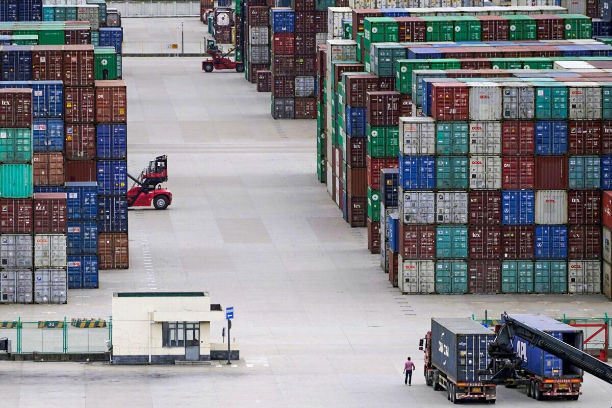 Containers are seen at the Yangshan Deep-Water Port in Shanghai, China, on Oct. 19, 2020. (Aly Song/Reuters)