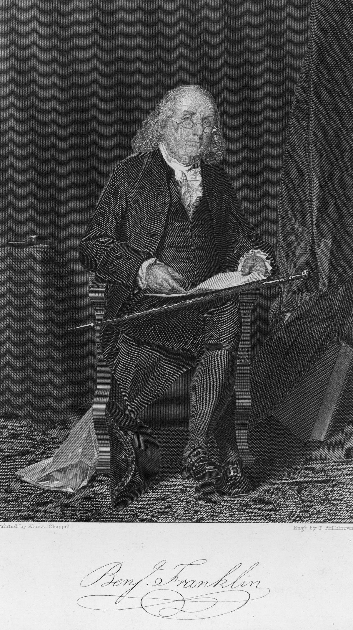 Portrait of Benjamin Franklin (1706-1790), circa 1780. (Hulton Archive/Getty Images)