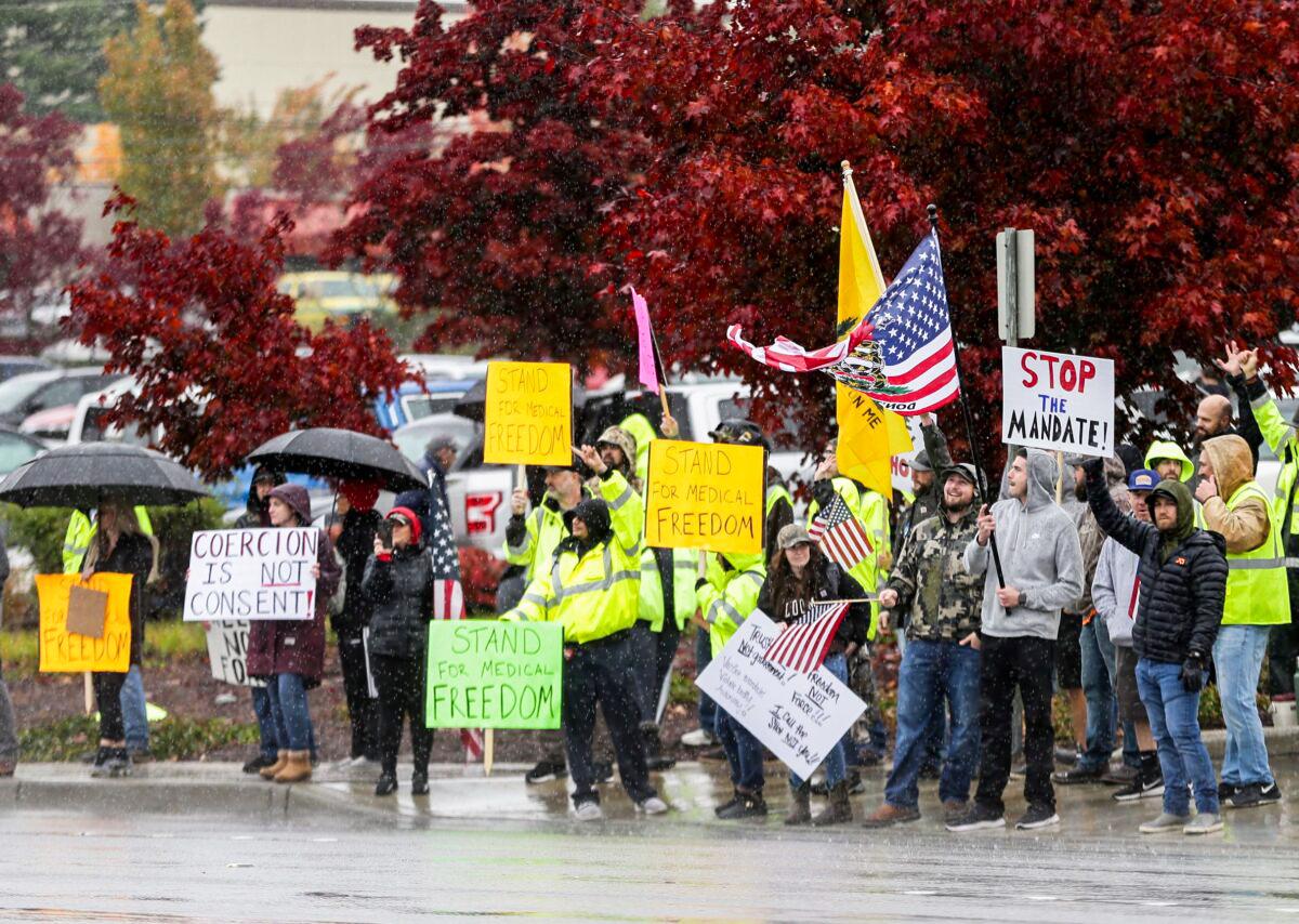 Hundreds of Boeing Workers Protest in Washington State After Company Tells Workers They Must Be Vaccinated