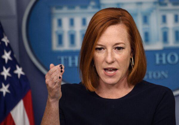 White House press secretary Jen Psaki speaks to reporters at the White House in Washington on Oct. 18, 2021. (Nicholas Kamm/AFP via Getty Images)