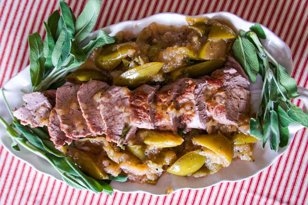 Braised Pork Tenderloin With Apples and Sage