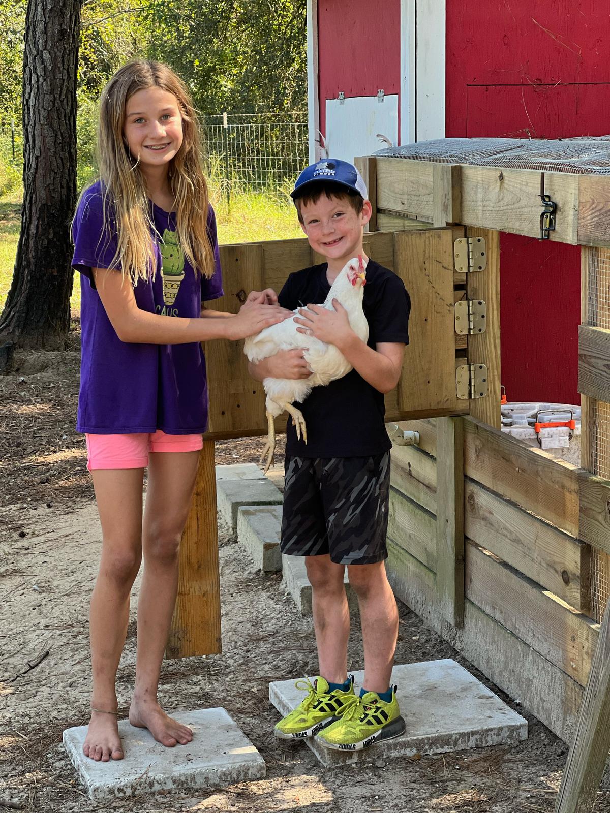 JerriAnn's 12-year-old niece, Hannah, with Garrison. Hannah is herself being homeschooled by her mother, JerriAnna's sister. (Courtesy of JerriAnn Webb)