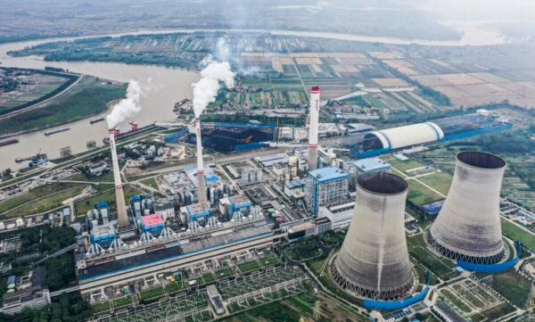 An aerial view of a coal fired power plant in Hanchuan, Hubei province, China, on Oct. 13, 2021. (Getty Images)