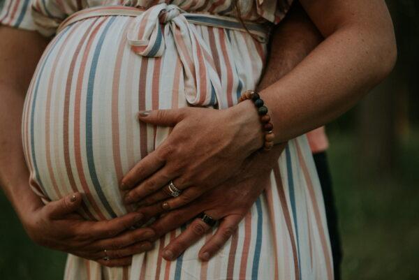 Megan at 30 weeks pregnant with her husband Brian. (Andrea Shipbaugh)