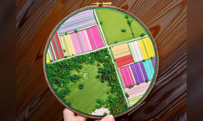 Autistic Artist Creates 3D Embroideries That Look Like Aerial, Textile ‘Snapshots’ of England