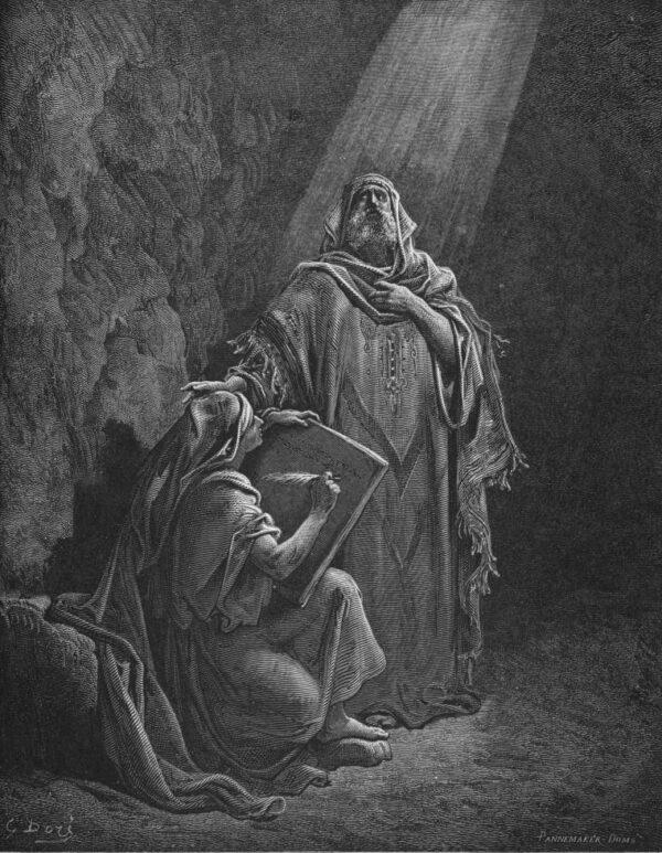 “Baruch Writing Jeremiah’s Prophecies,” 1866, by Gustave Doré. Engraving from “The Holy Bible With Illustrations.” London: Cassel, Petter, and Galpin. (Public Domain)