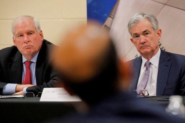 Federal Reserve Chair Jerome Powell and then-Boston Fed President Eric Rosengren in a file photo. (Brendan McDermid/Reuters)
