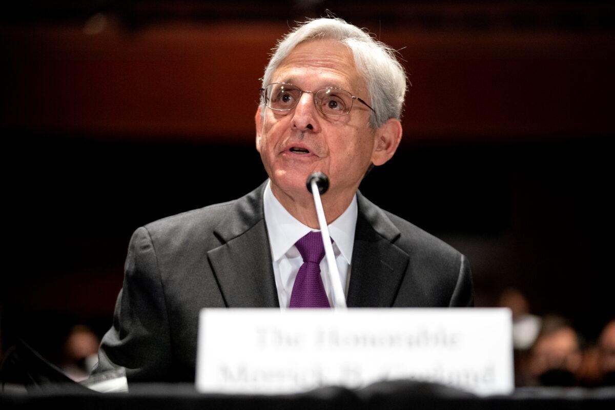 Attorney General Merrick Garland gives an opening statement during a House Judiciary Committee oversight hearing of the Department of Justice at Capitol Hill in Washington on Oct. 21, 2021. (Greg Nash/Pool via Reuters)