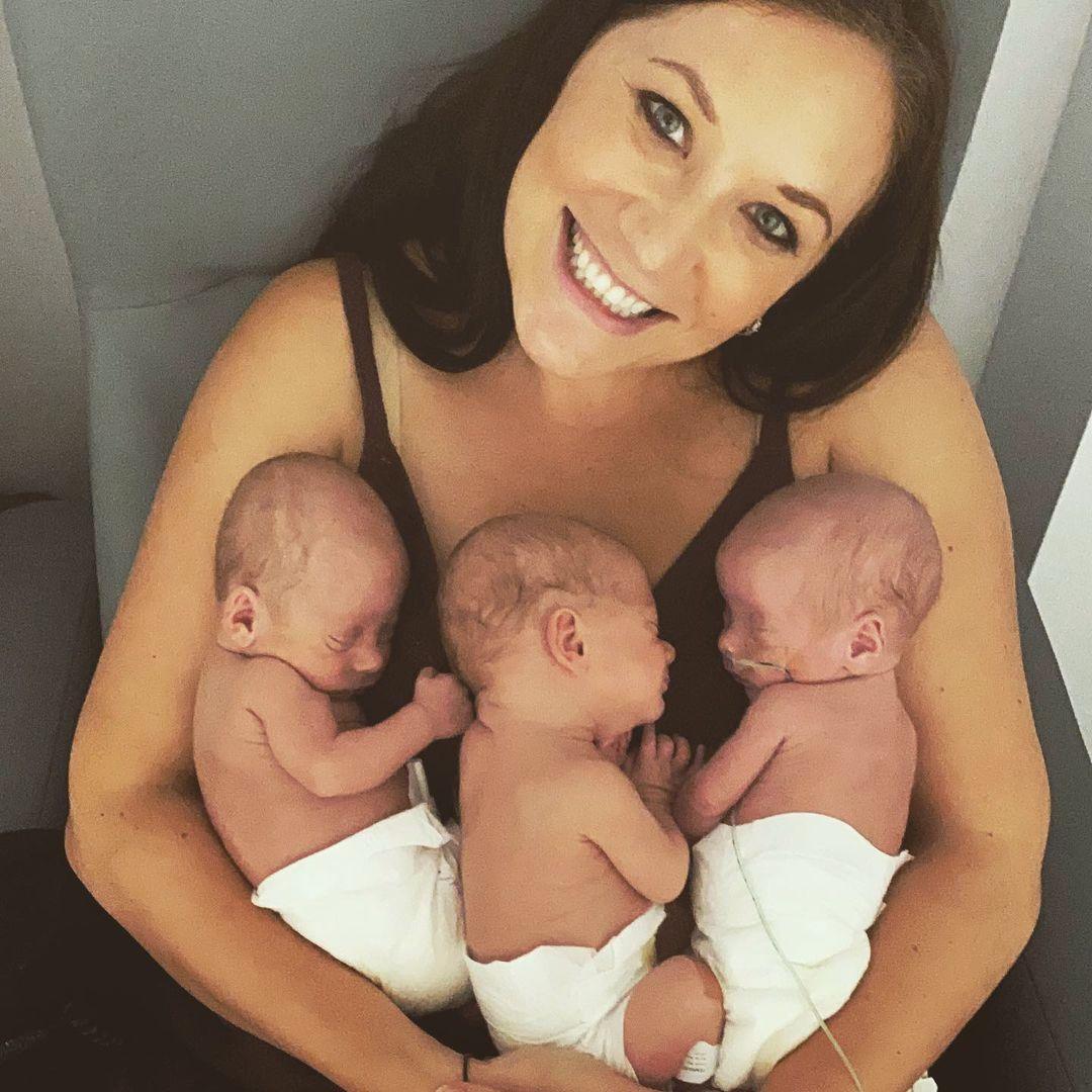 Gina with her triplets. (Courtesy of <a href="https://www.instagram.com/the_cheshire_triplets/">Gina Dewdney</a>)