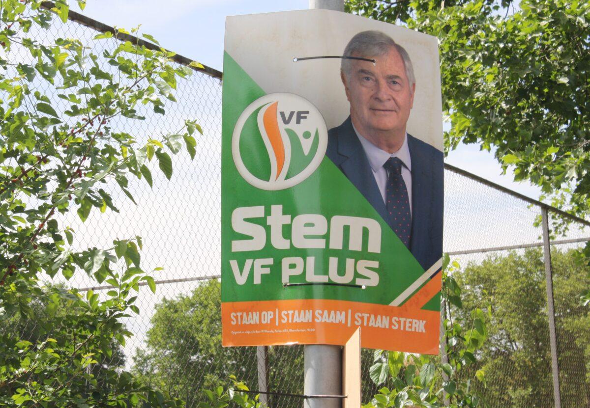 An election poster bearing the image of Pieter Groenewald, leader of the pro-Afrikaans Freedom Front Plus party (Darren Taylor/The Epoch Times)
