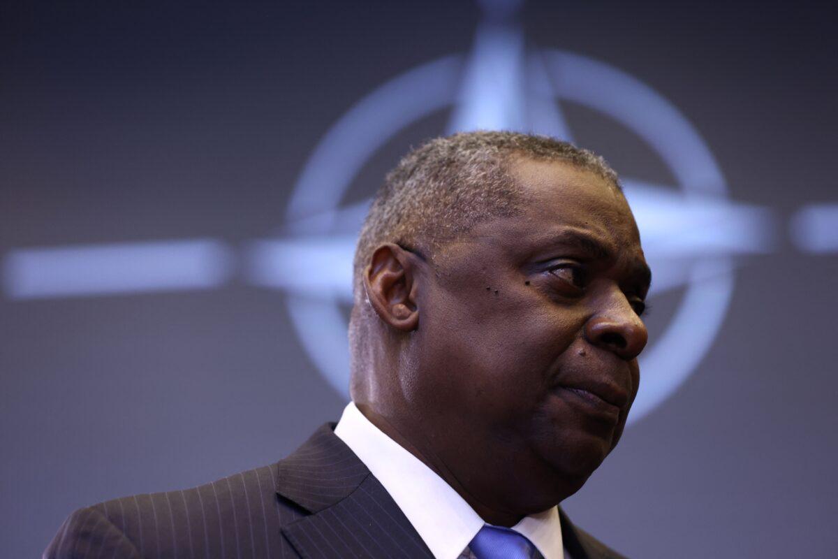 Defense Secretary Lloyd Austin looks on at the start of the round table during the Meeting of NATO Ministers of Defence in Brussels, on Oct. 21, 2021. (Kenzo Tribouillard/AFP via Getty Images)