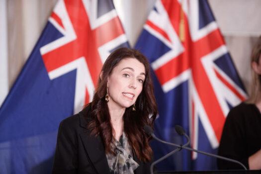 NZ Prime Minister Jacinda Ardern at the Banquet Hall in Parliament in Wellington, New Zealand, on Oct. 22, 2021. (Robert Kitchin- Pool/Getty Images)