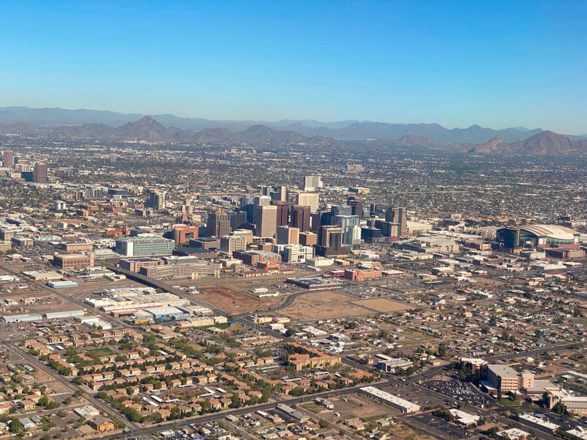Aerial view of downtown Phoenix, Ariz., on Jan. 6, 2020. (Daniel Slim/AFP via Getty Images)