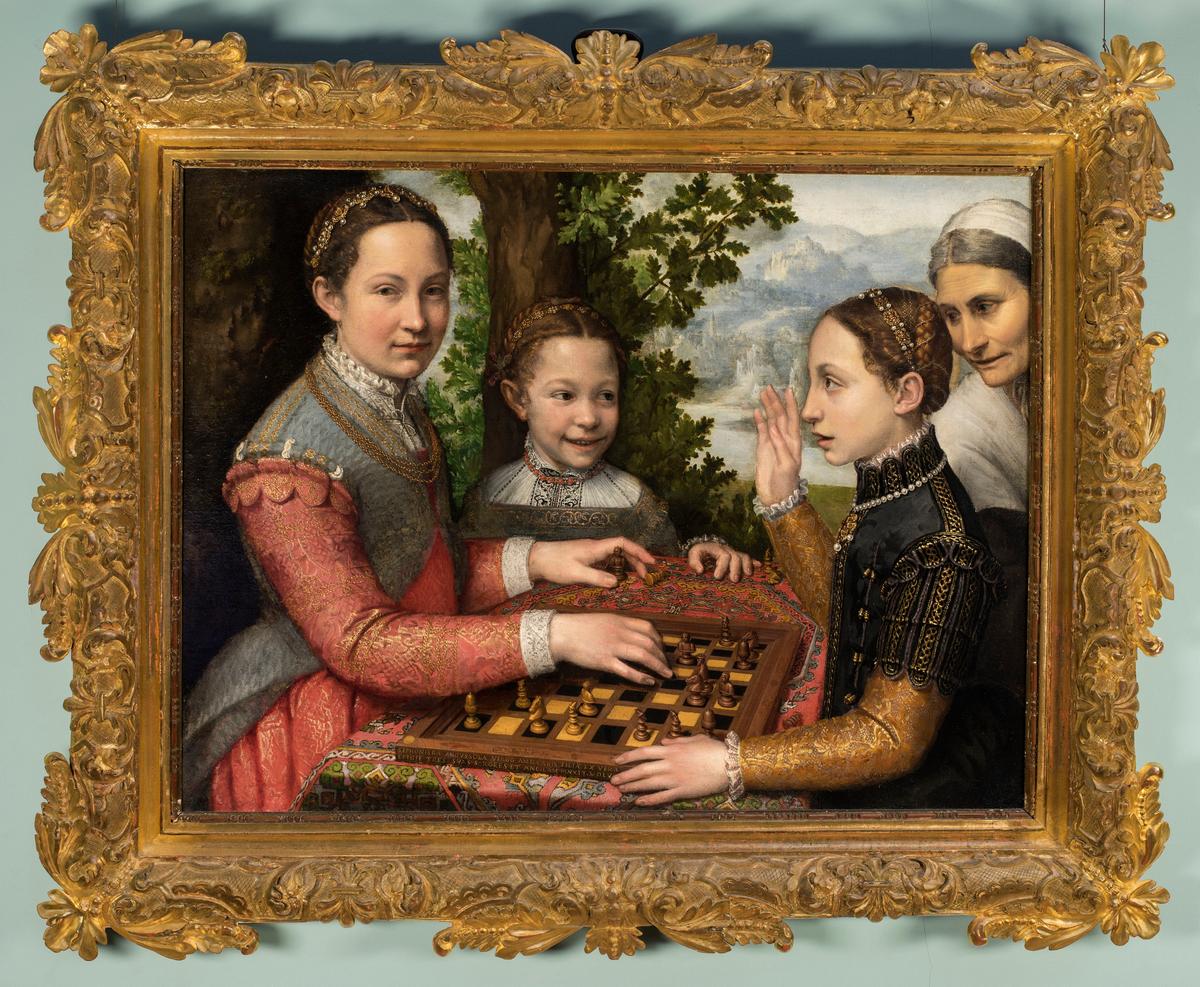 "The Chess Game," 1555, by Sofonisba Anguissola. Oil on canvas; 28 3/8 inches by 38 1/4 inches. The Raczynski Foundation at the National Museum in Poznan, Poland. (National Museum in Poznan, Poland)