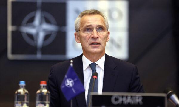 NATO Secretary General, Jens Stoltenberg attends at the start of the round table during the Meeting of NATO Ministers of Defence in Brussels, on October 21, 2021. (Kenzo Tribouillard/AFP via Getty Images)