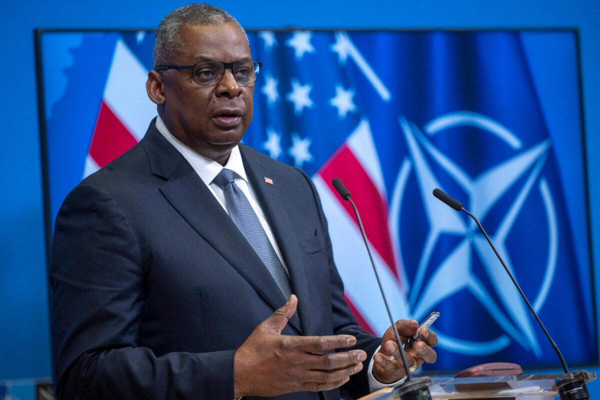 Secretary of Defense Lloyd Austin conducts a press conference in Brussels, Belgium, on Oct. 22, 2021. (Chad J. McNeeley/Department of Defense)