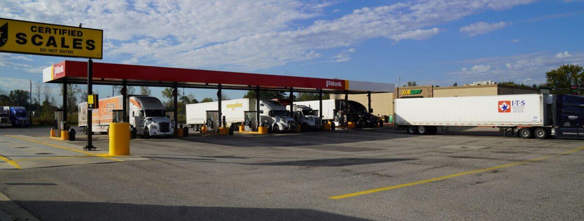 Pilot Truck Stop off of I-69 in Kimball, Mich., on Oct. 20, 2021. (Steven Kovac/The Epoch Times)