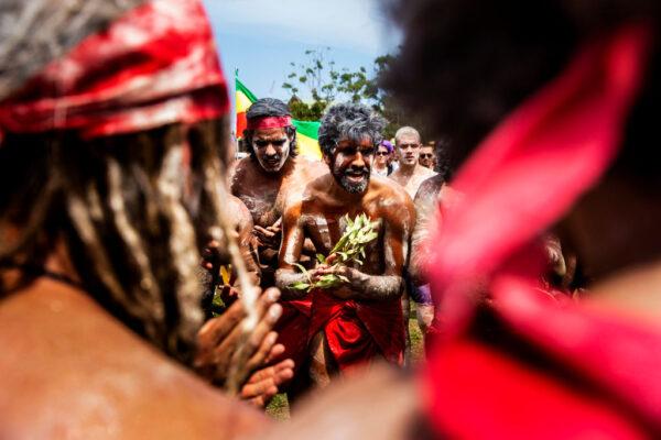 Dancers perform at The Yabun Festival, an annual celebration of Aboriginal and Torres Strait Islander cultures at Camperdown in Sydney, Australia, on Jan. 26, 2020. (Jenny Evans/Getty Images)