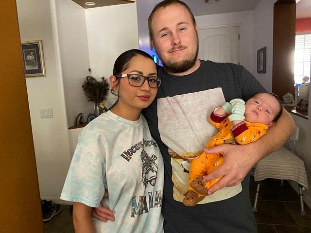 Marissa with her husband, Nicholas, and baby, Birdie. (Courtesy of Shelley Loos Parkhurst)