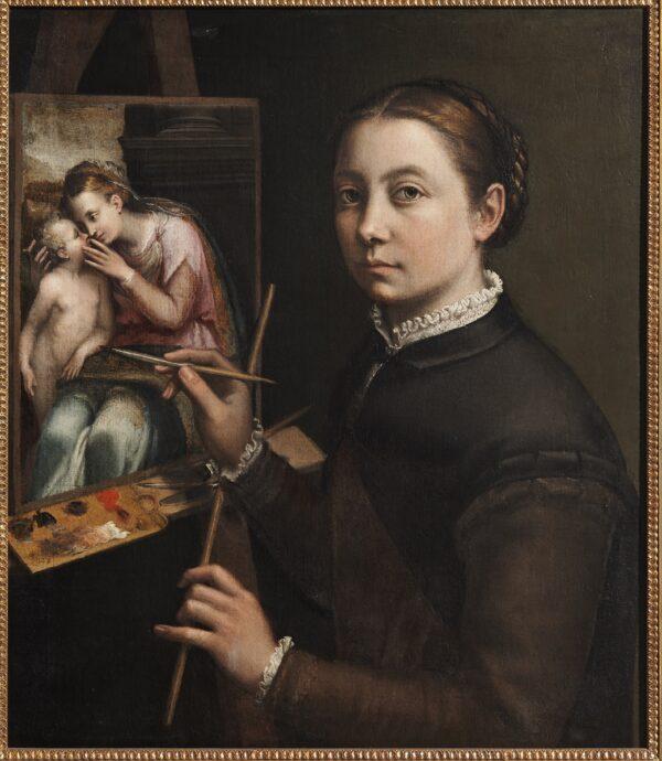 "Self-Portrait at the Easel," circa 1556–1557, by  Sofonisba Anguissola. Oil on canvas; 26 3/8 inches by 22 inches. Lancut Castle Museum, Poland. (Lancut Castle Museum, Poland)
