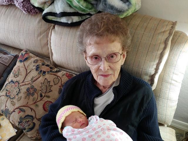Baby Birdie with great-grandmother Gail. (Courtesy of Shelley Loos Parkhurst)