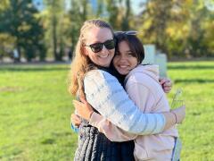 Katie Harman and her newly adopted daughter, Elizabeth, enjoying some bonding time in Sofia, Bulgaria, in October 2021. (Courtesy of Katie Harman)