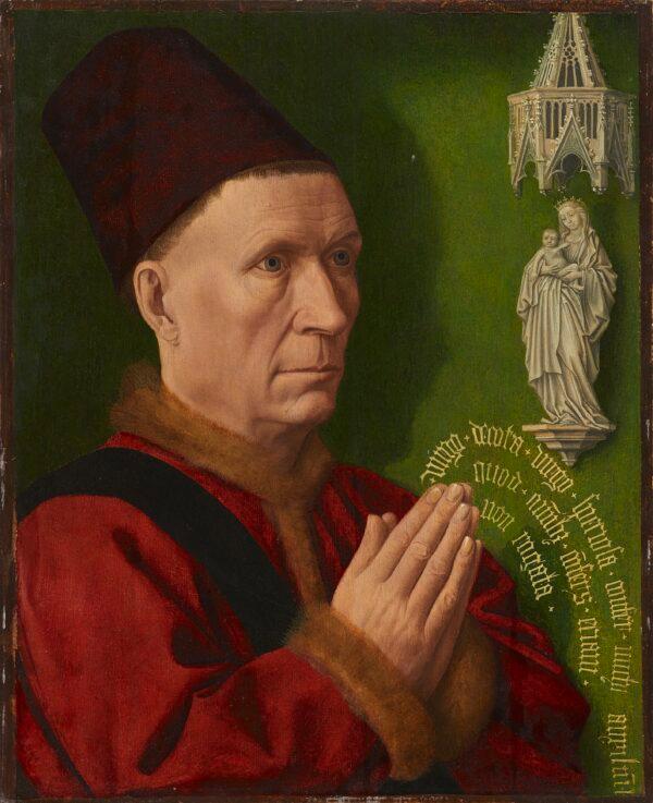 "Portrait of a Praying Man" circa 1470, by perhaps, Guillaume or Pierre Spicre. One half of a diptych depicting a husband and wife. Oil on panel; 23 7/8 inches by 19 1/2 inches. Museum of Fine Arts, Dijon, France. (Museum of Fine Arts, Dijon, France)