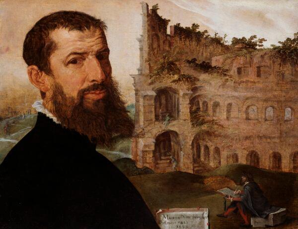 "Self-Portrait With the Colosseum," 1553, by Maarten van Heemskerck. Oil on panel; 16 5/8 inches by 21 1/4 inches. The Fitzwilliam Museum, University of Cambridge. (The Fitzwilliam Museum, Cambridge)