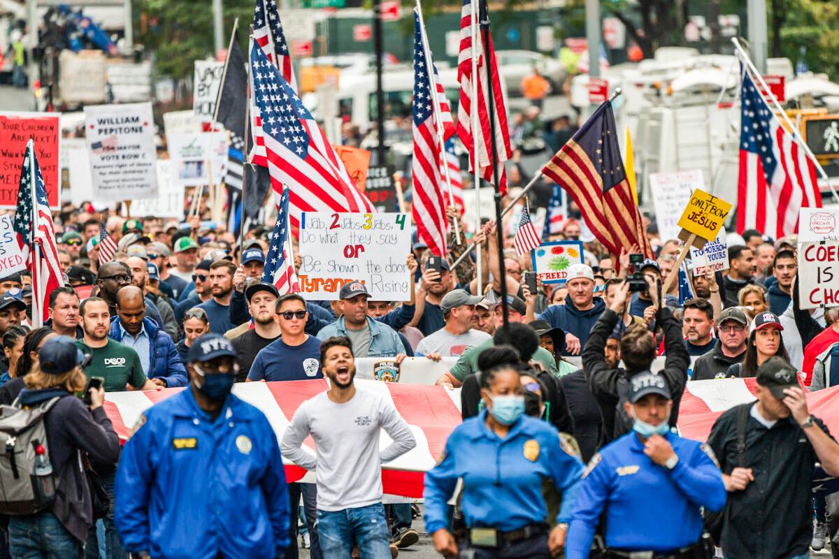 New York City Employees Protest Vaccine Mandate As Deadline Looms