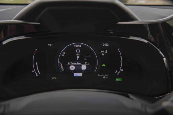 Digital instrument gauge panel in the hybrid model. (Courtesy of Lexus)