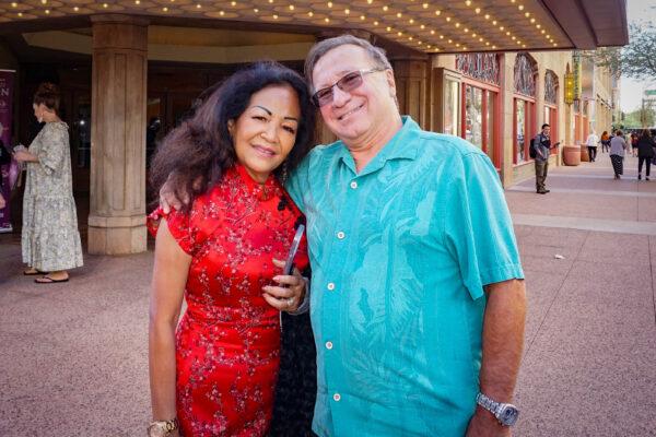 Amy and Steve Hitsman at Shen Yun Performing Arts at the Phoenix Orpheum in Phoenix, Ariz., on Oct. 28, 2021. (Sally Sun/The Epoch Times)