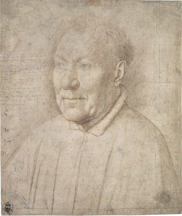 "Portrait of an Older Man," circa 1435–40, by Jan van Eyck. Silverpoint and goldpoint on white prepared paper; 8 3/8 inches by 7 1/8 inches. Kupferstich-Kabinett, State Art Collections, Dresden. (Herbert Boswank/State Art Collections, Dresden)