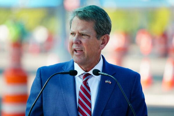 Georgia Governor Brian Kemp speaks during a press conference in Atlanta, Georgia, on Aug. 10, 2020. (Elijah Nouvelage/Getty Images)
