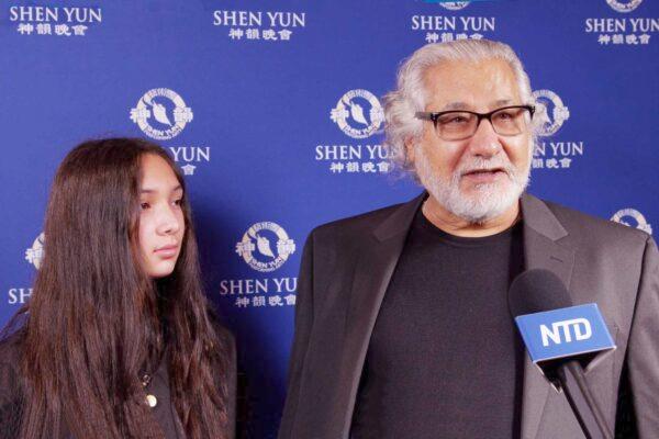Luis Sfeir and his daughter at Shen Yun Performing Arts in Detroit, Mich., on Oct. 30, 2021. (NTD Television)