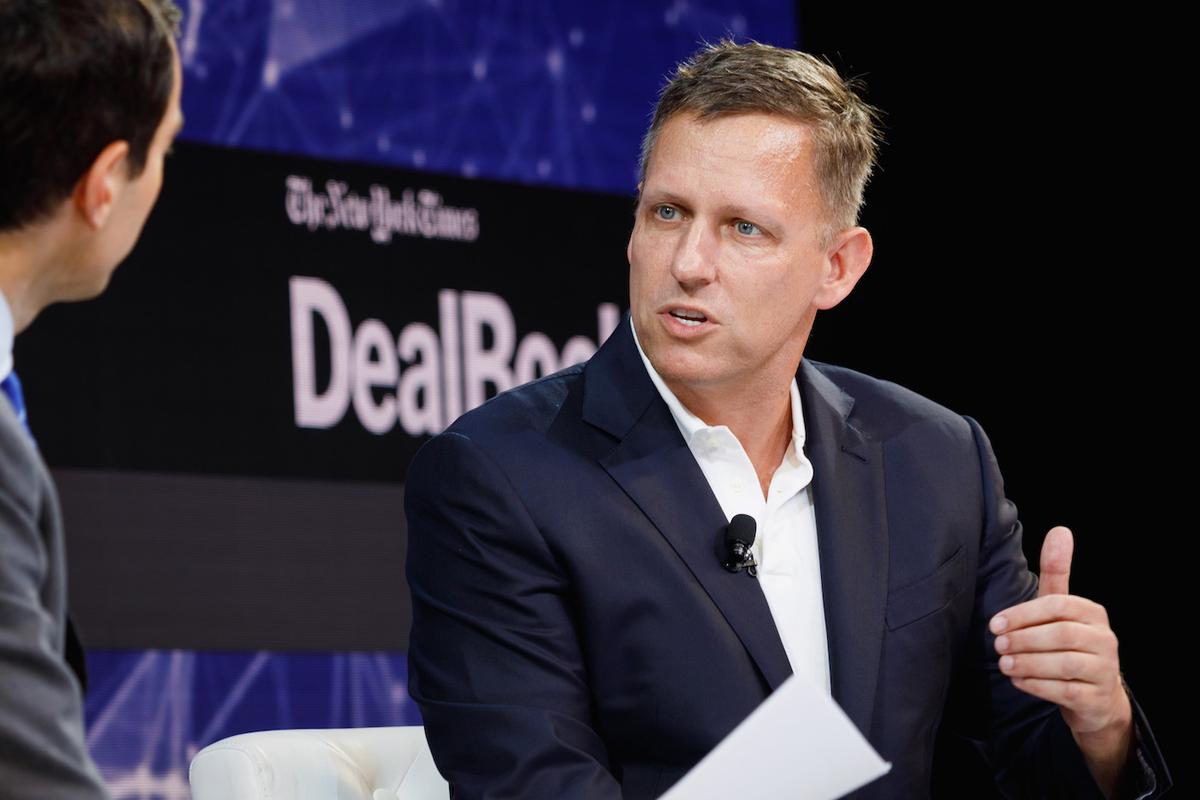 A file image of Peter Thiel speaking onstage during an event in New York City on Nov. 1, 2018. (Michael Cohen/Getty Images for The New York Times)