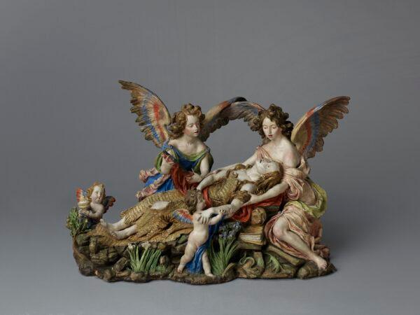 "The Ecstasy of St. Mary Magdalene," 1692–1706, by Luisa Roldán. Polychromed terracotta; 12 inches by 17 1/2 inches by 9 7/8 inches. (The Hispanic Society Museum & Library)