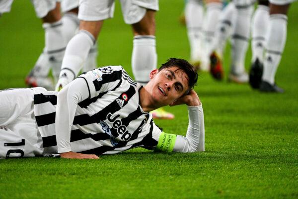Juventus' Paulo Dybala celebrates after scoring a goal, during the Champions League, group H soccer match between Juventus and Zenit St. Petersburg, at the Allianz stadium in Turin, Italy on Nov. 2, 2021. (Marco Alpozzi/LaPresse via AP)