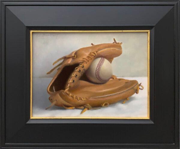 “Game Ball,” by William Bartlett. Oil on panel; 9 inches by 12 inches. (Courtesy of Collins Galleries)
