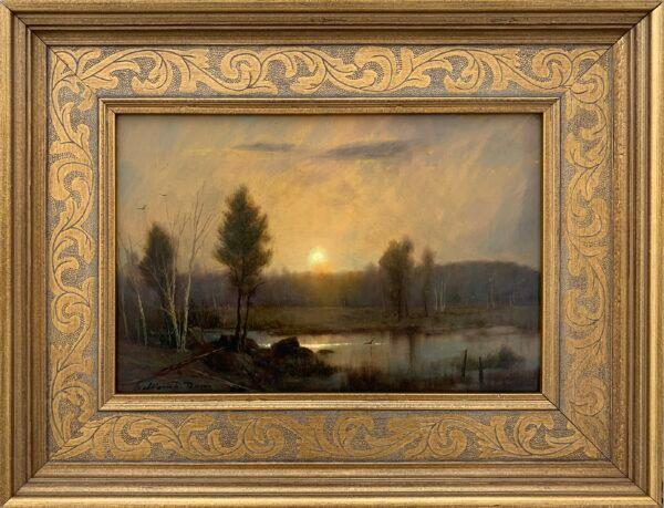 “Late Day Colors,” by William R. Davis. Oil on panel; 8 inches by 12 inches. (Courtesy of Collins Galleries)