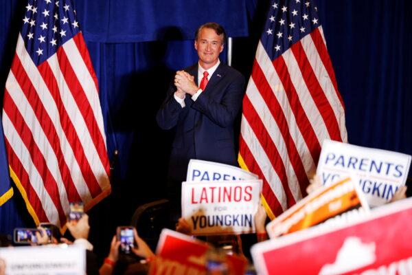 Virginia Republican gubernatorial nominee Glenn Youngkin speaks during his election night party at a hotel in Chantilly, Va., on Nov. 3, 2021. (Jonathan Ernst/Reuters)