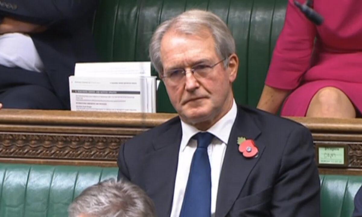 Owen Paterson in the House of Commons in London on Nov. 3, 2021. (House of Commons/PA)