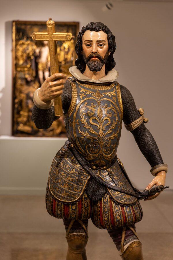 "St. Louis of France," circa 1620, by Juan de Mesa. Carved, gilded, and polychromed wood; 70 inches by 35 3/8 inches by 29 1/2 inches. Gallery of Nicolás Cortés. (The Hispanic Society Museum & Library)