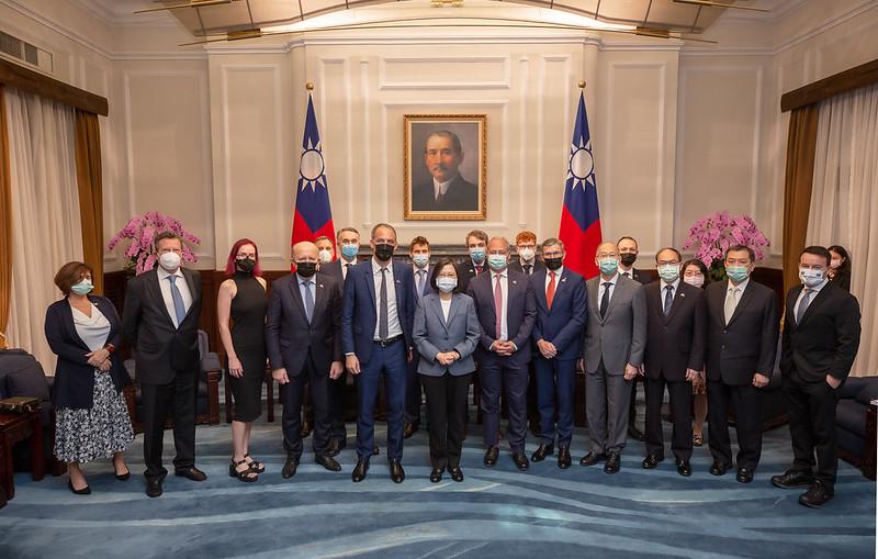 Tsai Ing-wen, president of Taiwan, meets with a delegation from the European Parliament in Taipei, Taiwan, on Nov. 4, 2021. (Supplied by Taiwanese Presidential Office Building)