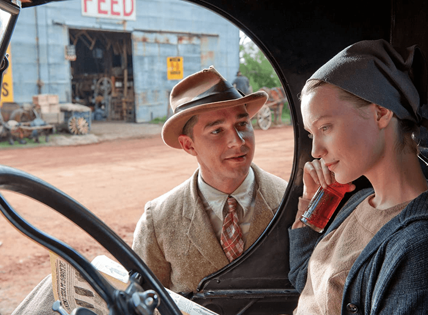 Shia LaBeouf and Mia Wasikowska star in the Southern drama “Lawless.” A bootlegging outfit is threatened by a new deputy, as well as other authorities seeking a cut of their profits. (Richard Foreman/The Weinstein Company)